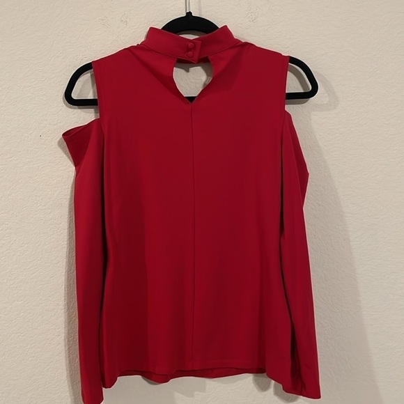 Boston Proper Women's Shirt Small Red Cutout Mock Stretch Fitted Bodycon - Picture 3 of 14